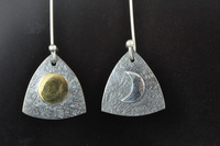 Golden Sun and Silver Moon blackened earrings