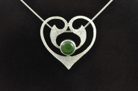 Art Nouveau style Pounamu and silver pendant