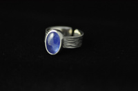 Blue Sapphire and textured silver ring