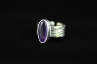 Amethyst and textured silver ring