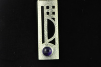 Mackintosh style Amethyst and silver pendant