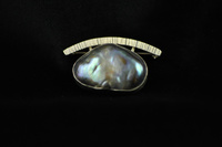 Natural Paua pearl and silver brooch