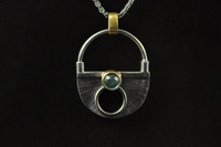Sea-Foam Tourmaline, 22ct gold and blackened silver pendant