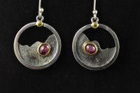 Star Ruby, 22ct gold and silver earrings