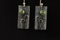 Pounamu and double Koru silver earrings