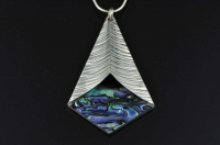 Paua and silver hollow form pendant