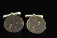 NZ 1952 Sixpence and silver cufflinks