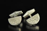 Silver textured half round cufflinks