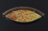 Fossil Palmwood and Mokume Gane brooch