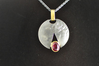 Ruby, 22ct Gold and Blackened Sterling Silver Pendant
