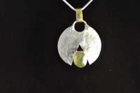 Green Sapphire, 22ct Gold and Sterling Silver Pendant